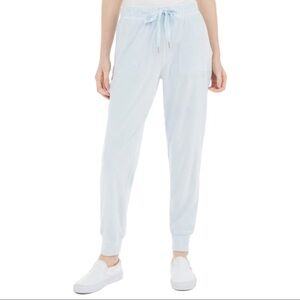 Planet Gold Juniors' Velvet Velour Jogger Pants Light Blue